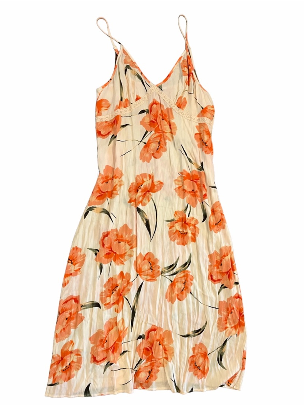 Patrons of Peace Cream Maxi Slip Dress with Orange Floral Print